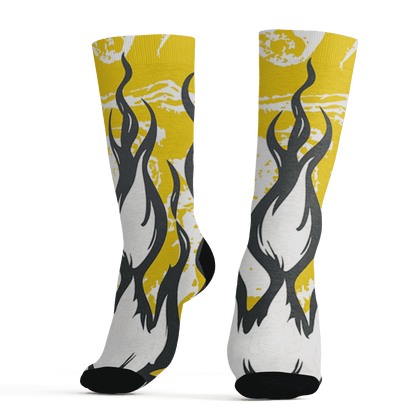 Vivid Sulfur 4s Socks Match BER Burn Fear 3D All-Over Print - NastyJamz
