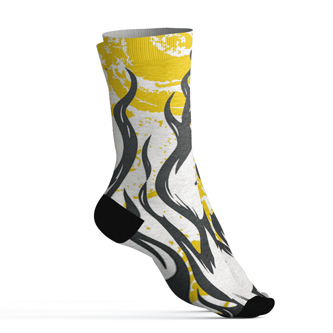 Vivid Sulfur 4s Socks Match BER Burn Fear 3D All-Over Print - NastyJamz