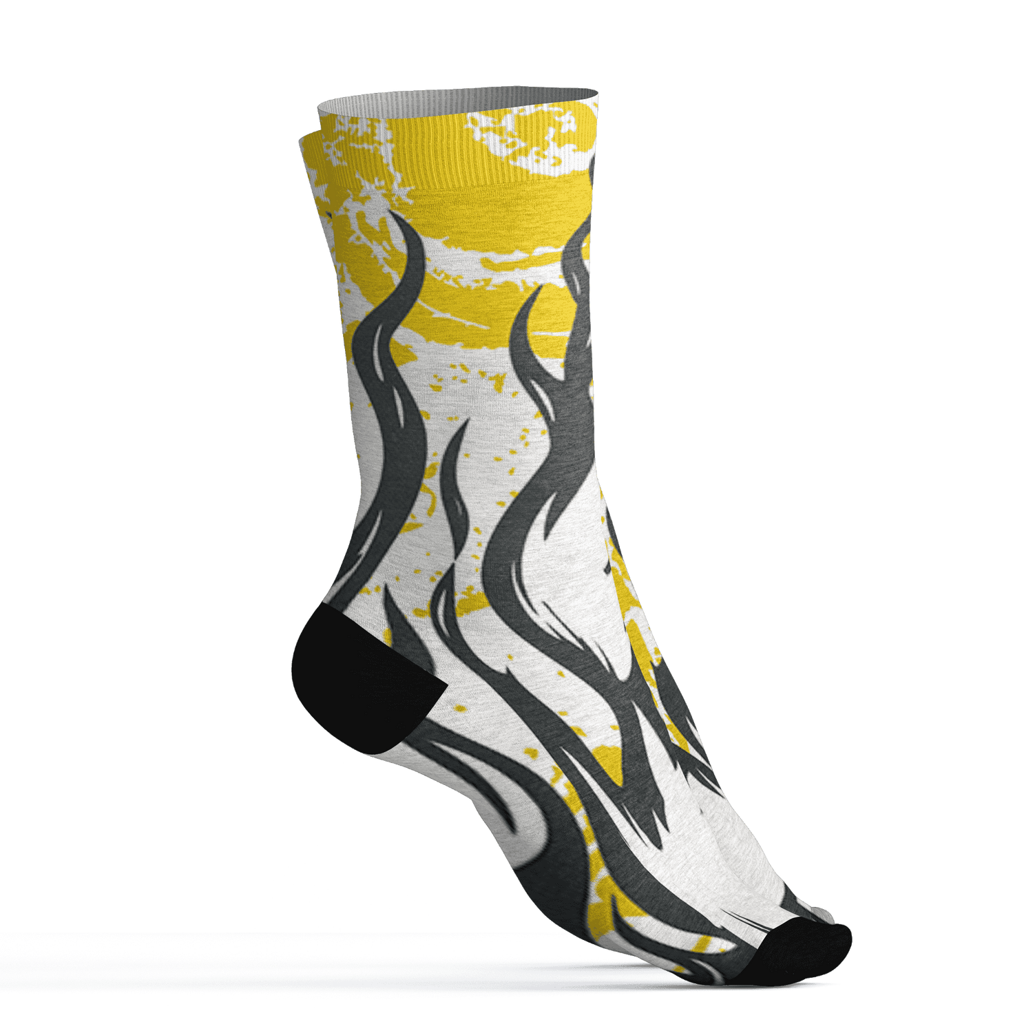 Vivid Sulfur 4s Socks Match BER Burn Fear 3D All-Over Print - NastyJamz