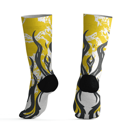 Vivid Sulfur 4s Socks Match BER Burn Fear 3D All-Over Print - NastyJamz