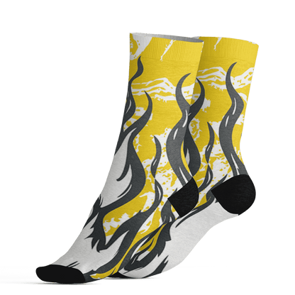 Vivid Sulfur 4s Socks Match BER Burn Fear 3D All-Over Print - NastyJamz