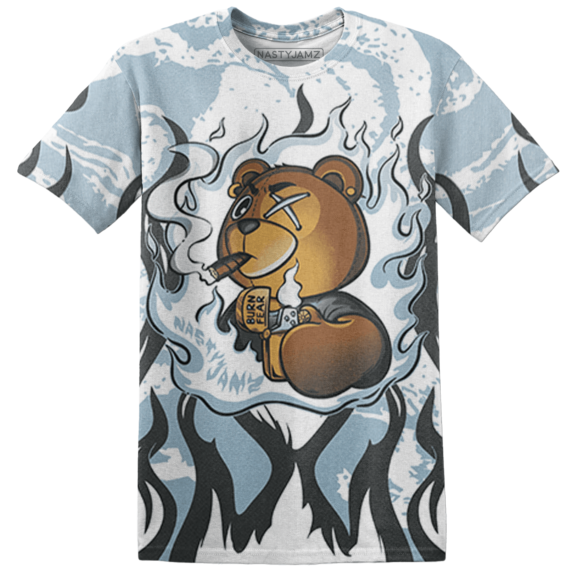 Blue Grey 13s T Shirt Match BER Burn Fear 3D All-Over Print - NastyJamz