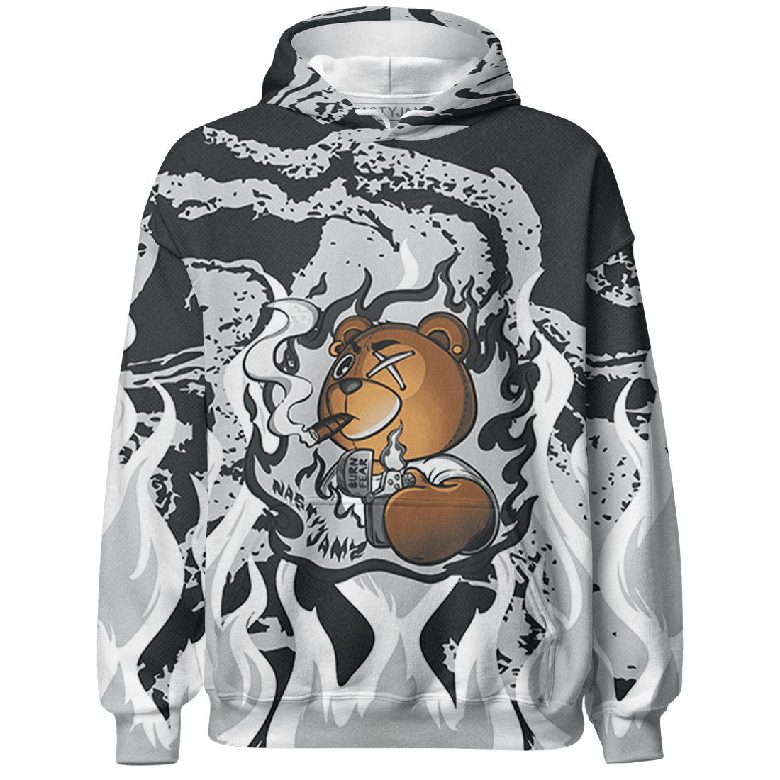 Retro High OG Black White 1s Hoodie Match BER Burn Fear 3D All-Over Print - NastyJamz