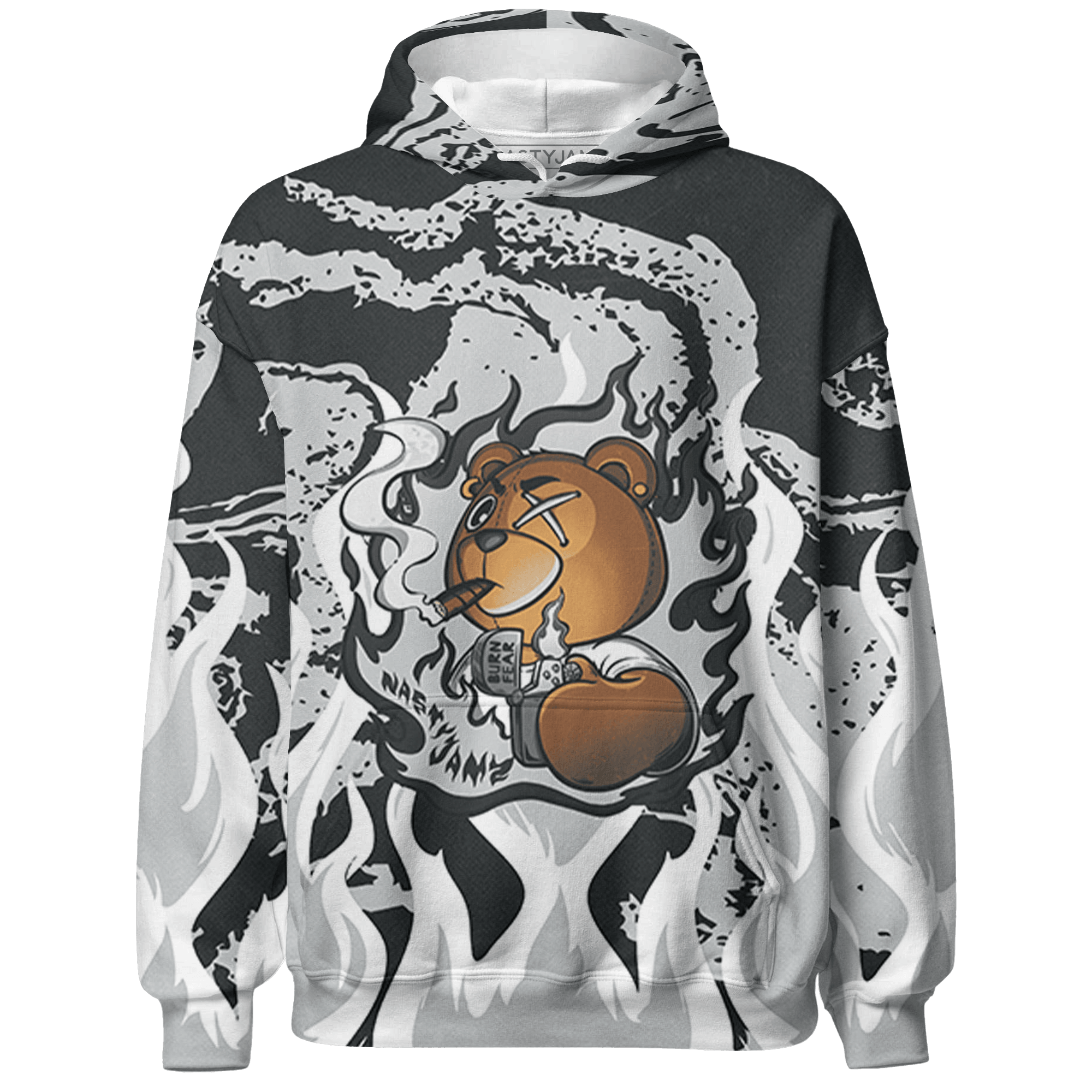 Retro High OG Black White 1s Hoodie Match BER Burn Fear 3D All-Over Print - NastyJamz
