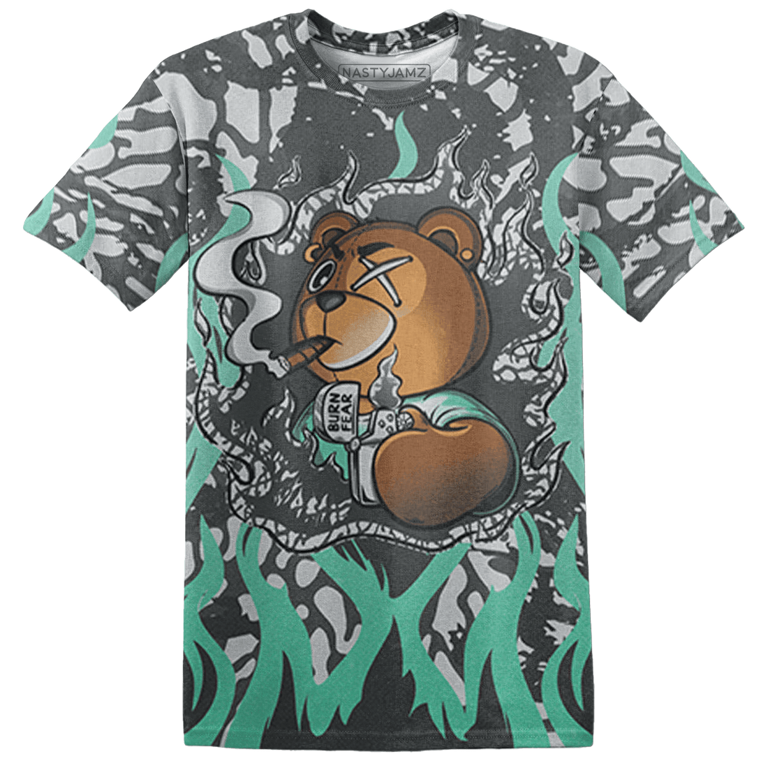 Green Glow 3s T Shirt Match BER Burn Fear 3D All-Over Print - NastyJamz