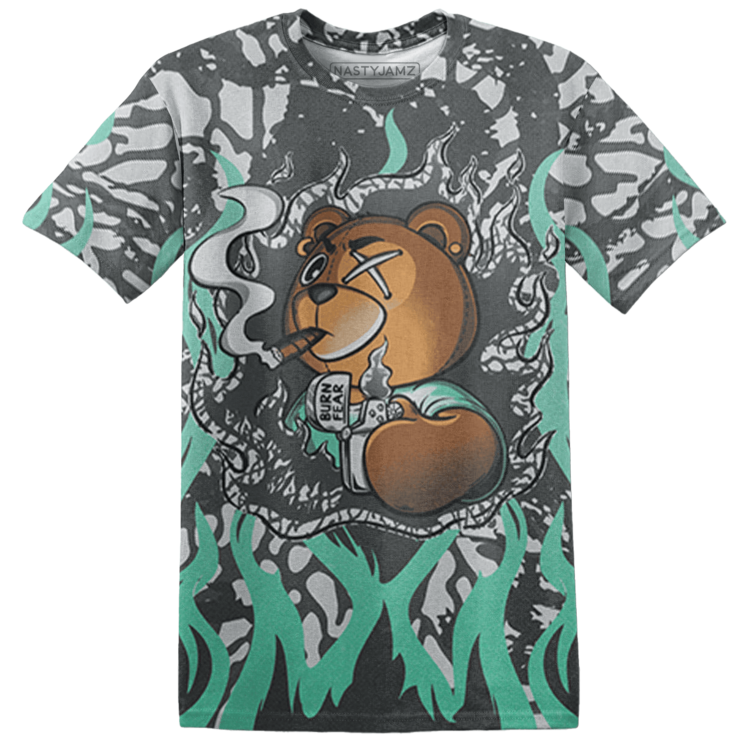 Green Glow 3s T Shirt Match BER Burn Fear 3D All-Over Print - NastyJamz
