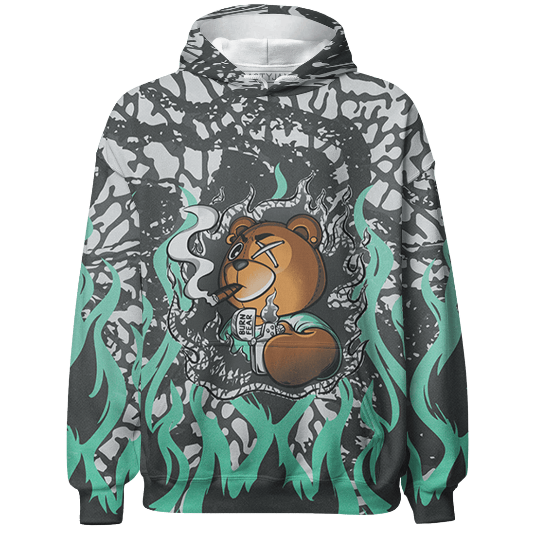 Green Glow 3s Hoodie Match BER Burn Fear 3D All-Over Print - NastyJamz