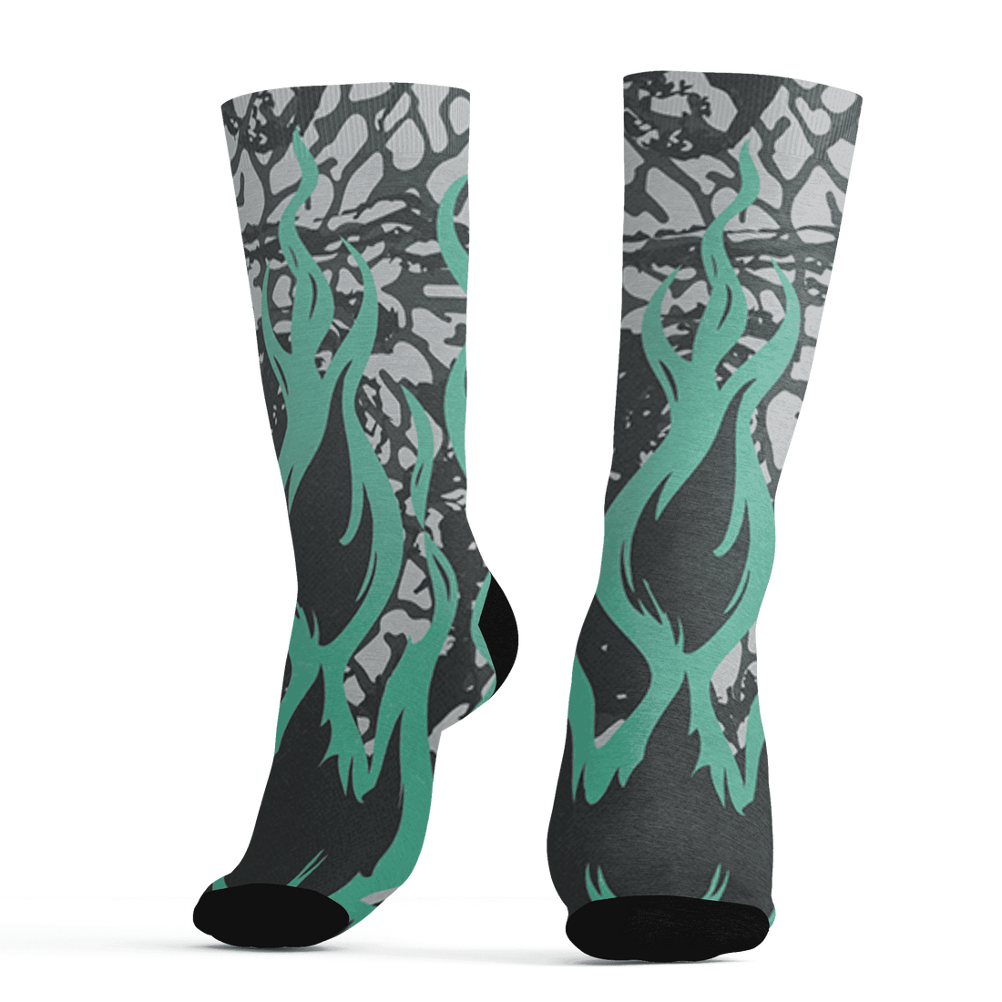 Green Glow 3s Socks Match BER Burn Fear 3D All-Over Print - NastyJamz