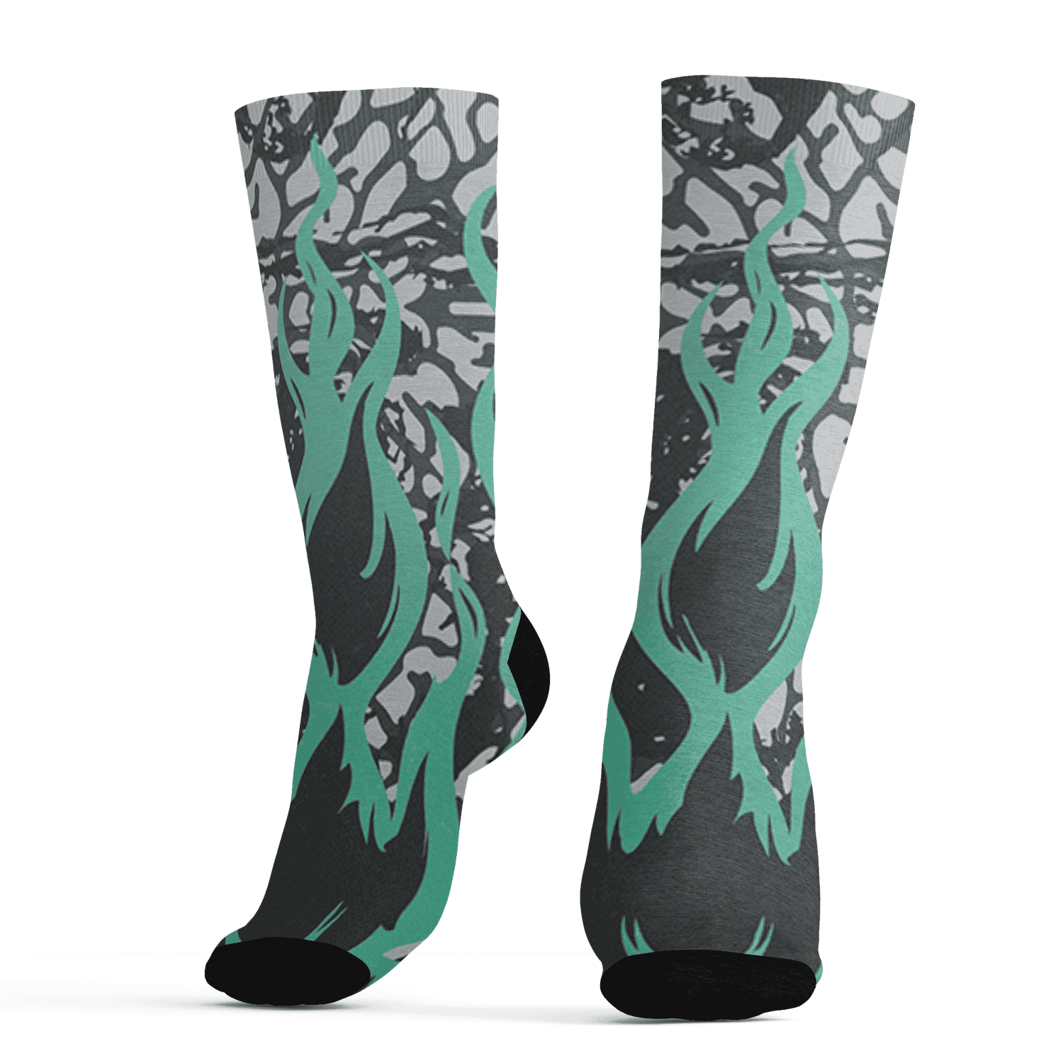 Green Glow 3s Socks Match BER Burn Fear 3D All-Over Print - NastyJamz
