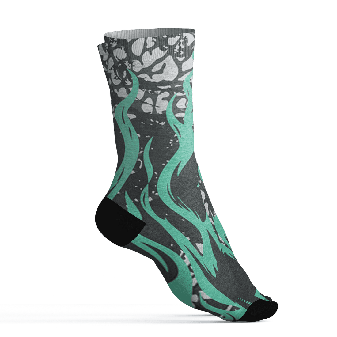 Green Glow 3s Socks Match BER Burn Fear 3D All-Over Print - NastyJamz