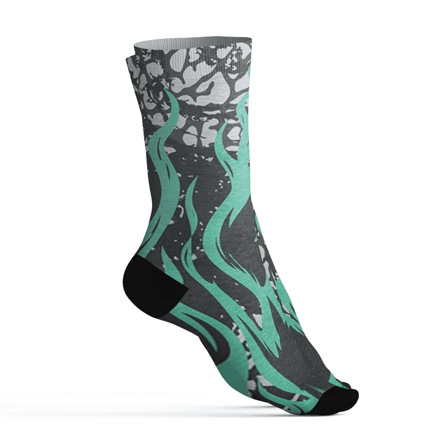 Green Glow 3s Socks Match BER Burn Fear 3D All-Over Print - NastyJamz