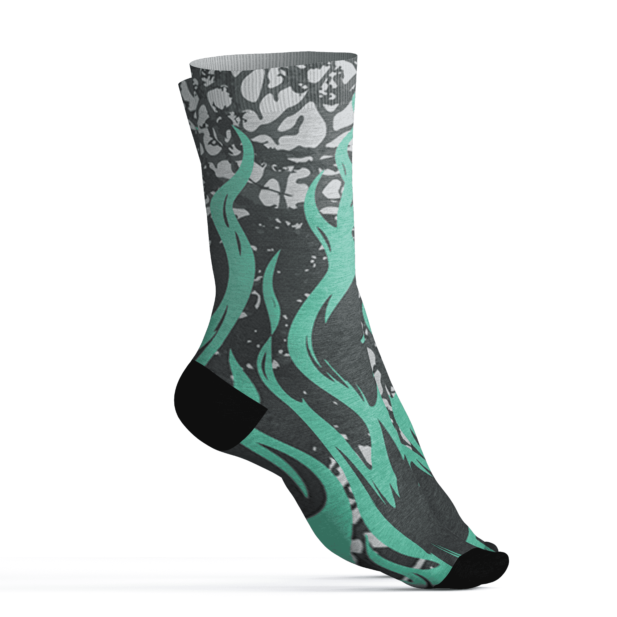 Green Glow 3s Socks Match BER Burn Fear 3D All-Over Print - NastyJamz