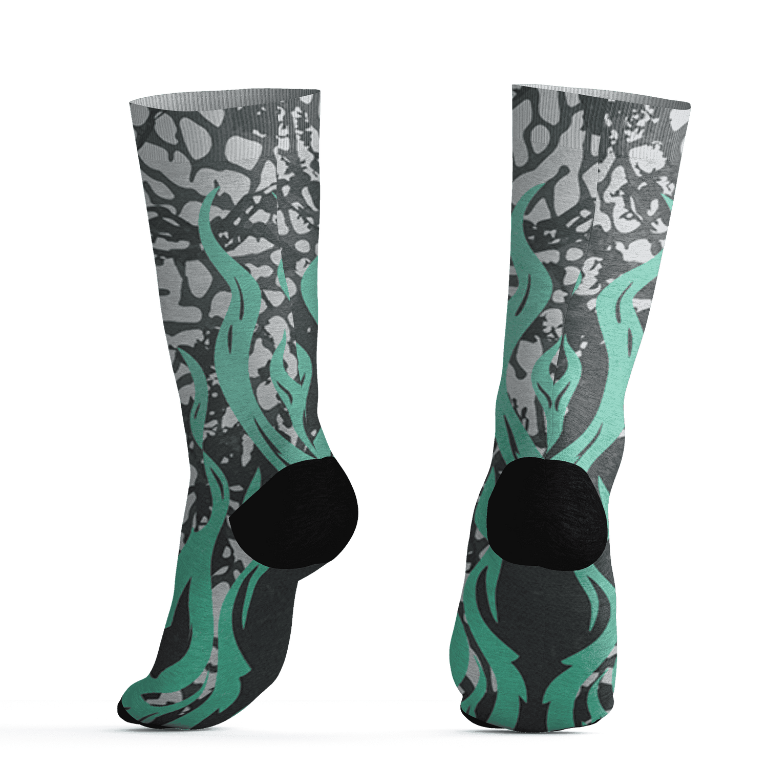 Green Glow 3s Socks Match BER Burn Fear 3D All-Over Print - NastyJamz