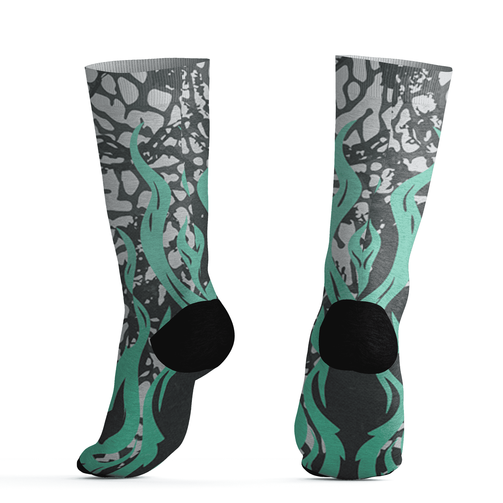 Green Glow 3s Socks Match BER Burn Fear 3D All-Over Print - NastyJamz
