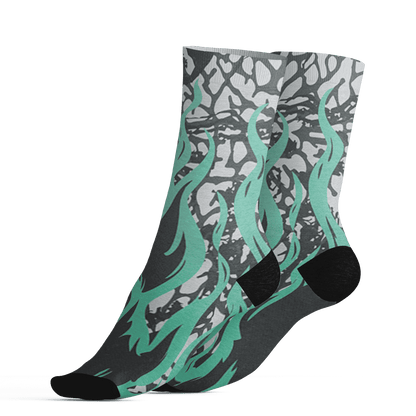 Green Glow 3s Socks Match BER Burn Fear 3D All-Over Print - NastyJamz