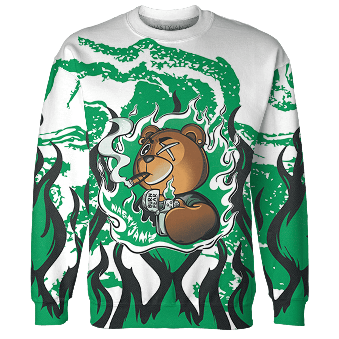 Lucky Green 5s Sweatshirt Match BER Burn Fear 3D All-Over Print - NastyJamz