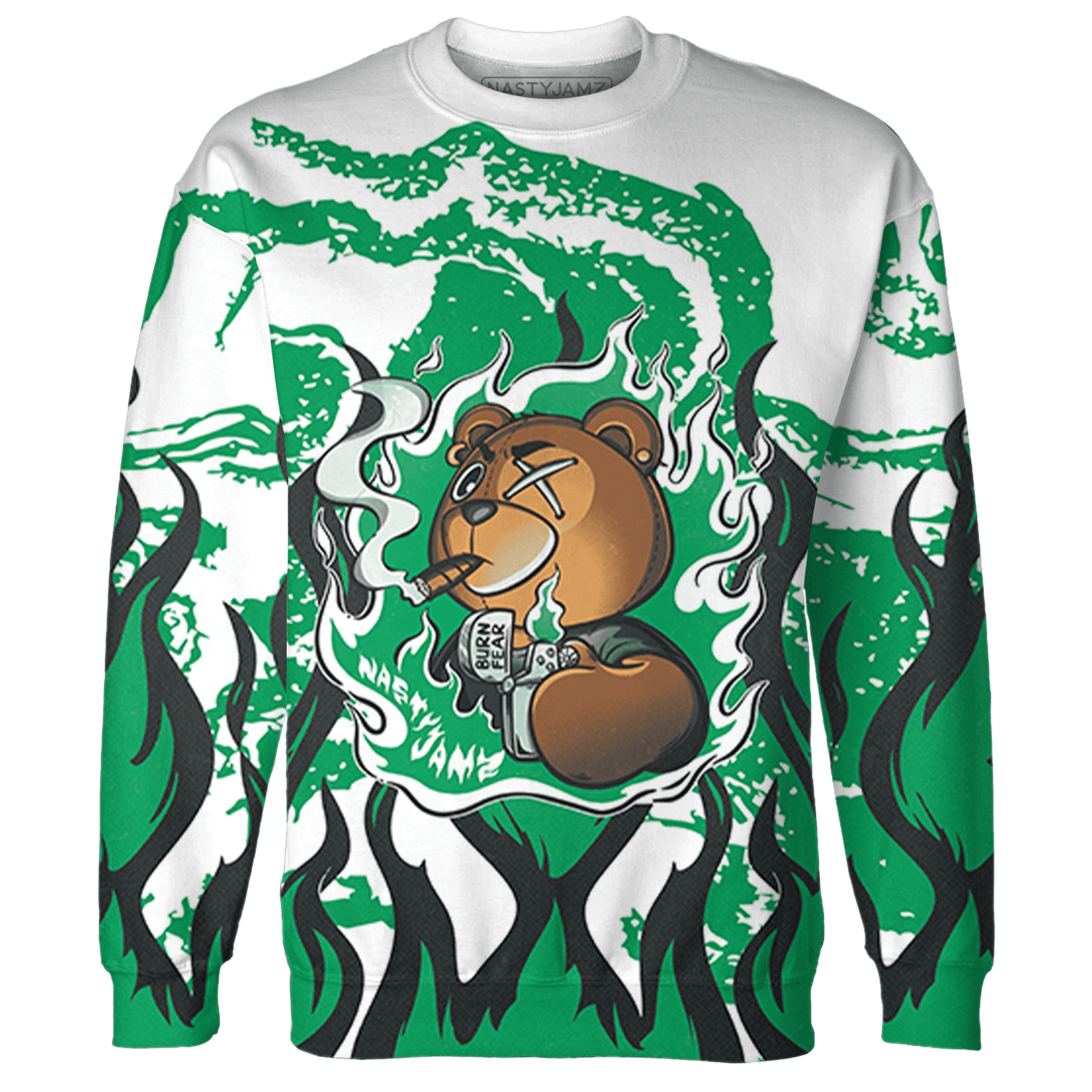 Lucky Green 5s Sweatshirt Match BER Burn Fear 3D All-Over Print - NastyJamz