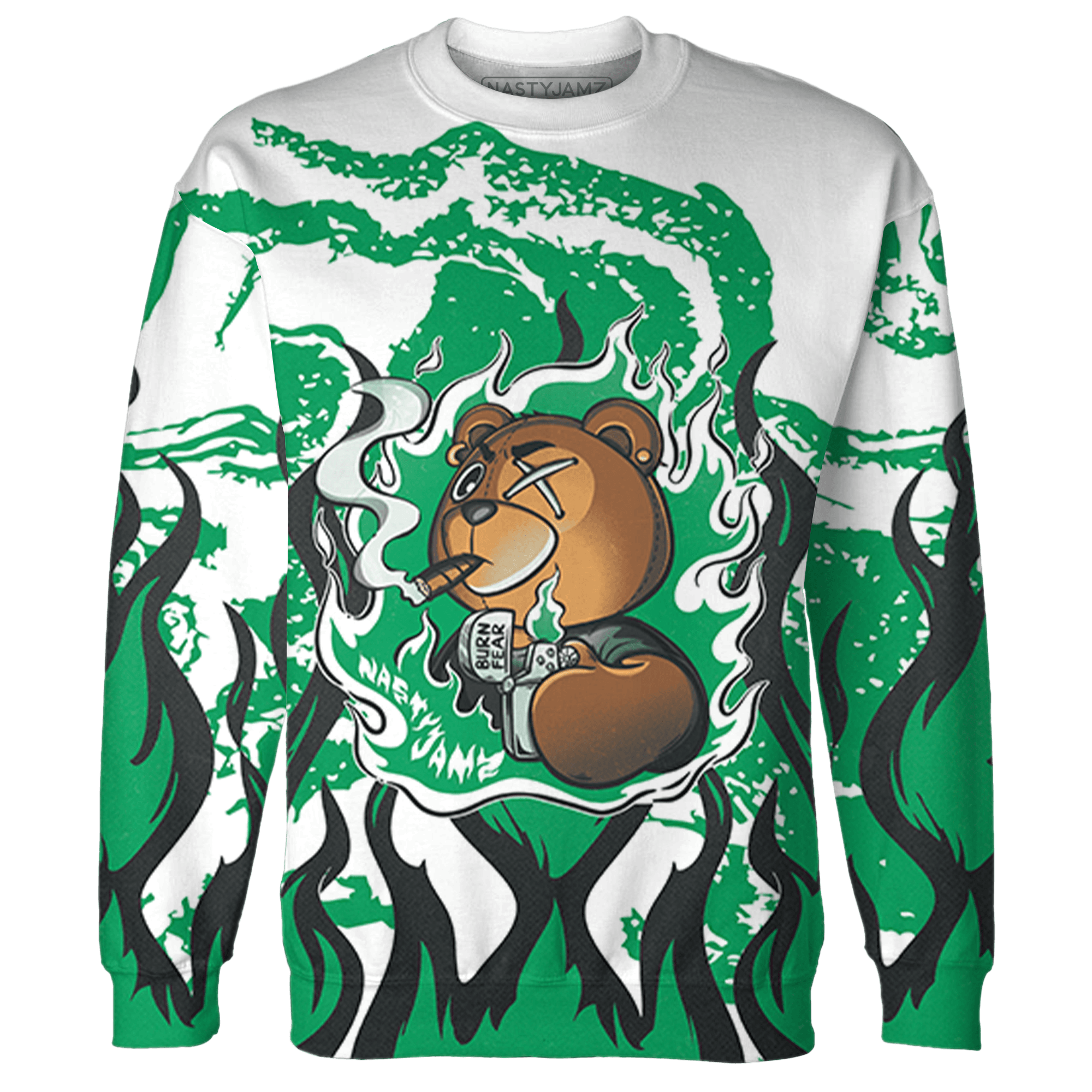 Lucky Green 5s Sweatshirt Match BER Burn Fear 3D All-Over Print - NastyJamz