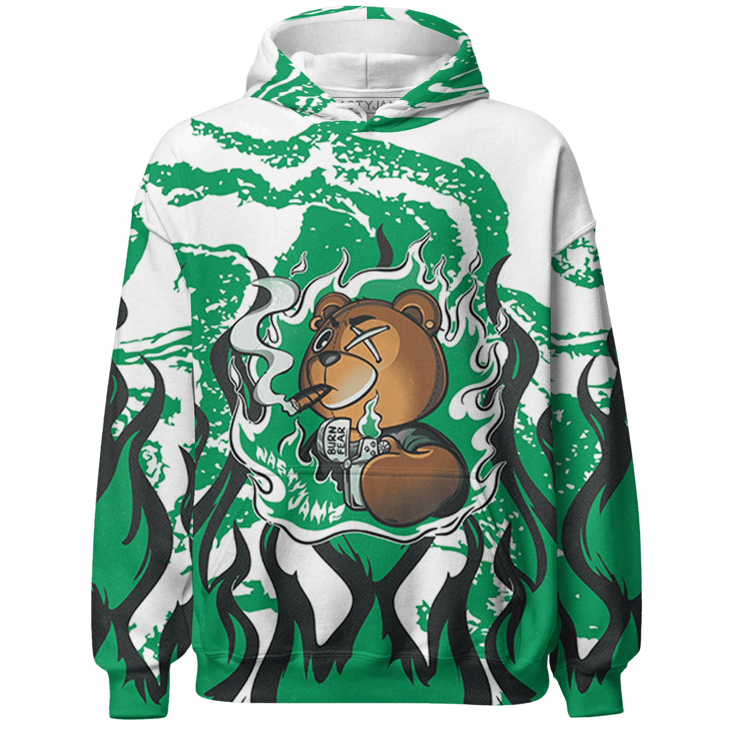 Lucky Green 5s Hoodie Match BER Burn Fear 3D All-Over Print - NastyJamz