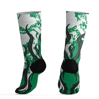 Lucky Green 5s Socks Match BER Burn Fear 3D All-Over Print - NastyJamz