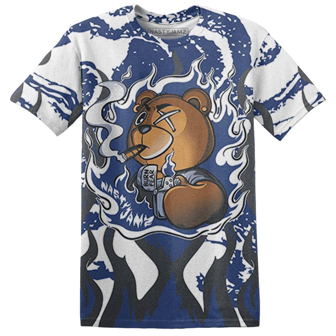 Midnight Navy 5s T Shirt Match BER Burn Fear 3D All-Over Print - NastyJamz