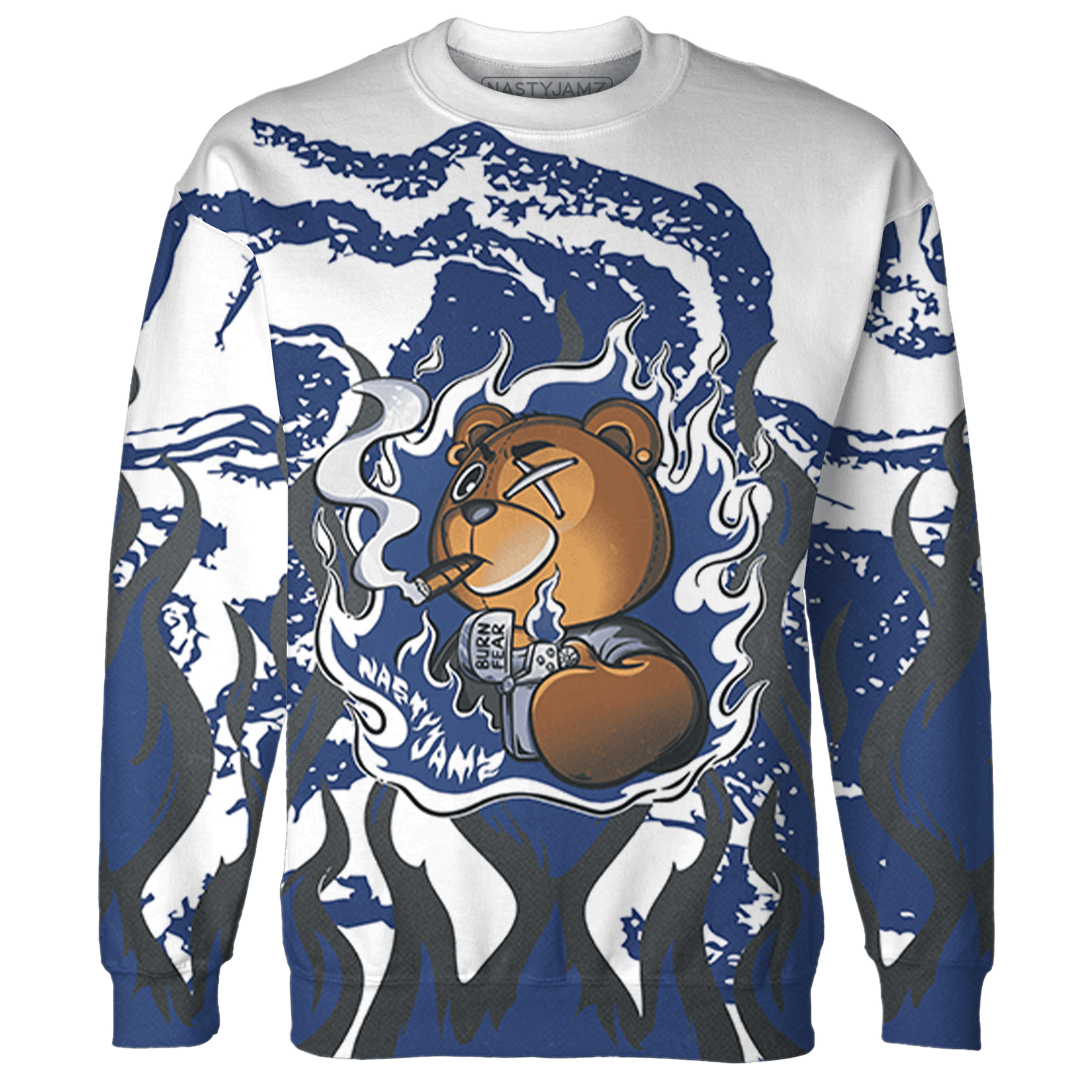 Midnight Navy 5s Sweatshirt Match BER Burn Fear 3D All-Over Print - NastyJamz