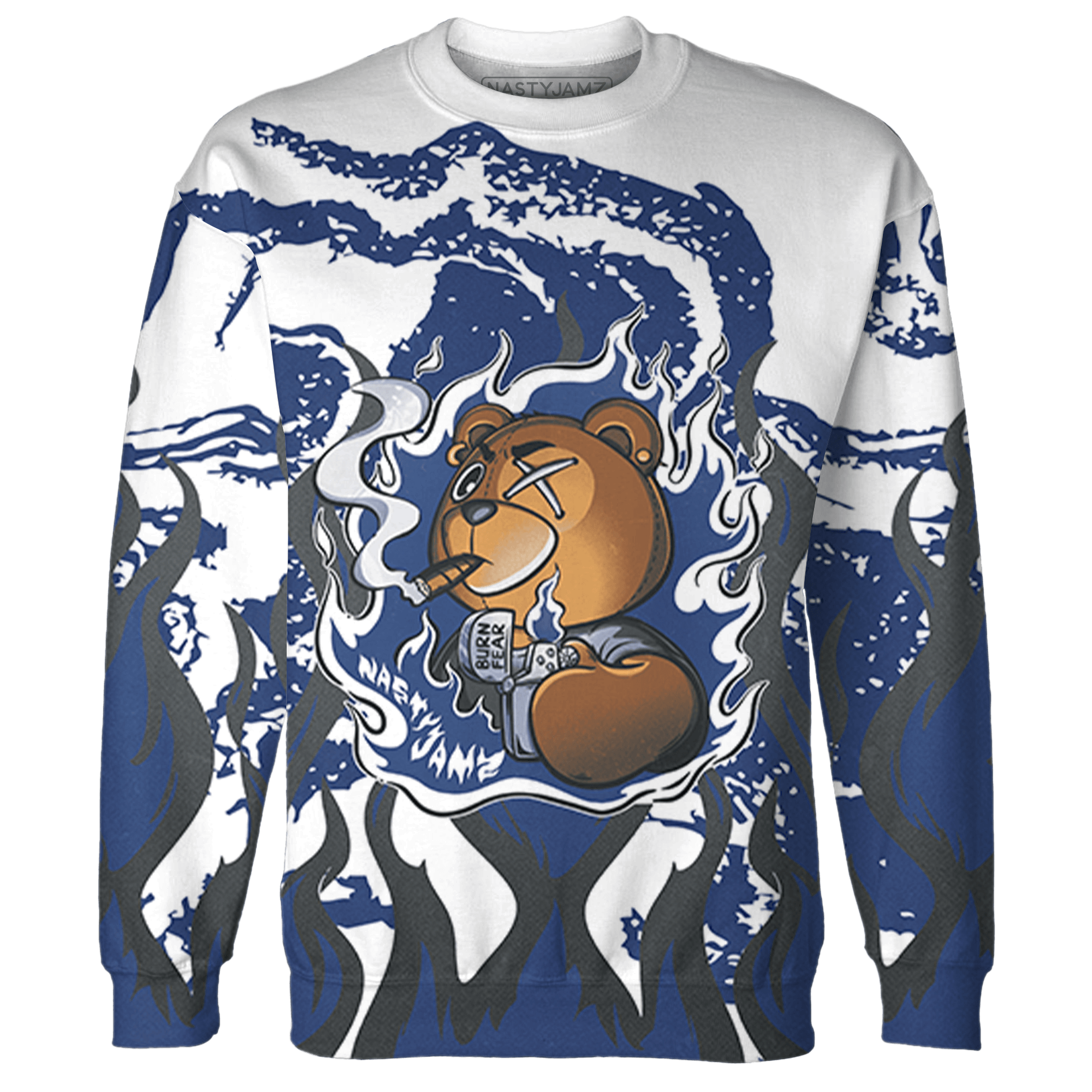 Midnight Navy 5s Sweatshirt Match BER Burn Fear 3D All-Over Print - NastyJamz