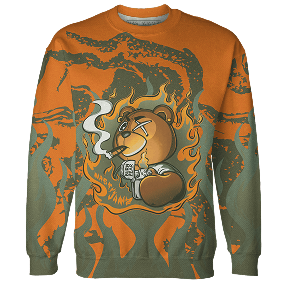 Olive 5s Sweatshirt Match BER Burn Fear 3D All-Over Print - NastyJamz