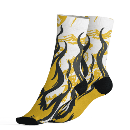 Yellow Ochre 6s Socks Match BER Burn Fear 3D All-Over Print - NastyJamz