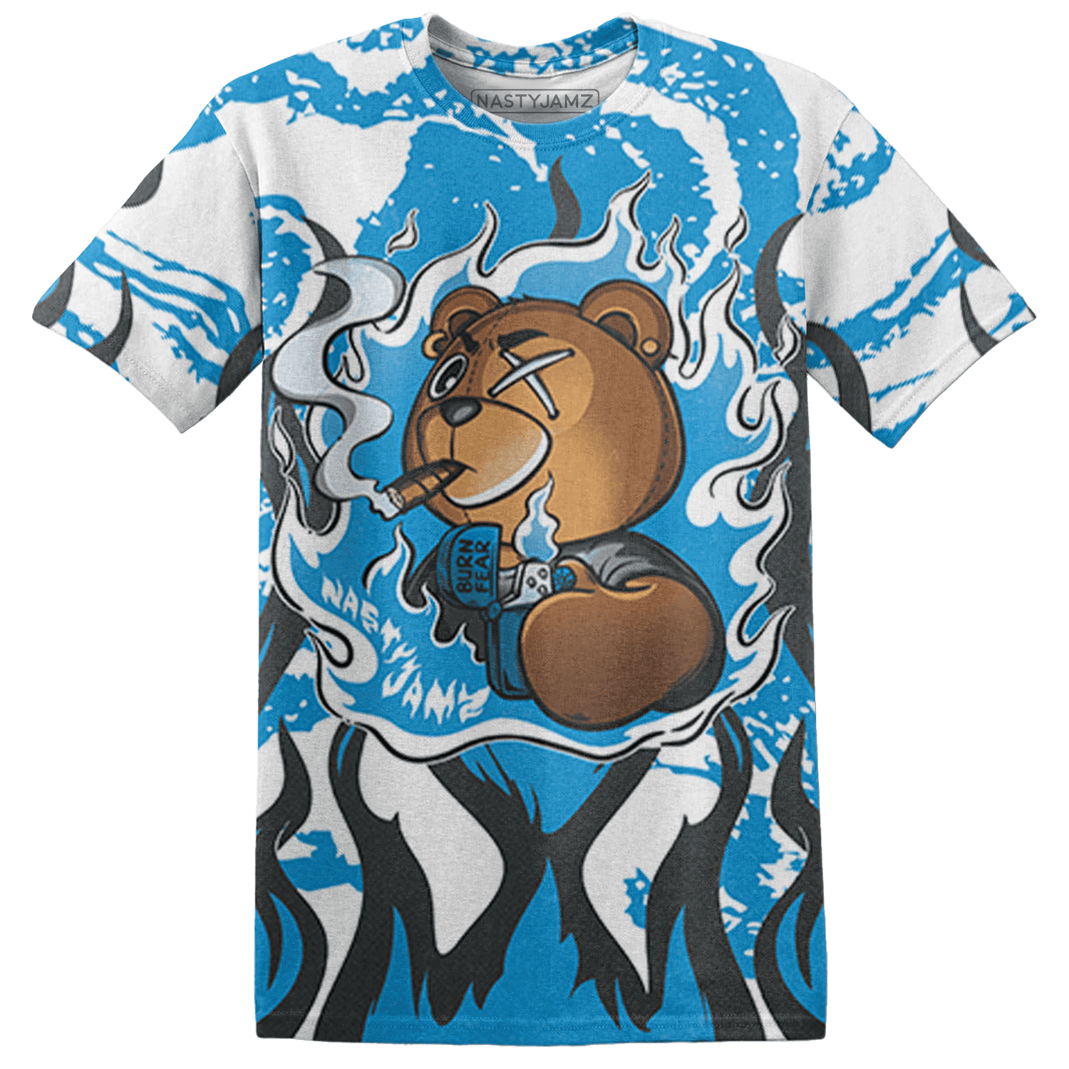 Powder Blue 9s T Shirt Match BER Burn Fear 3D All-Over Print - NastyJamz