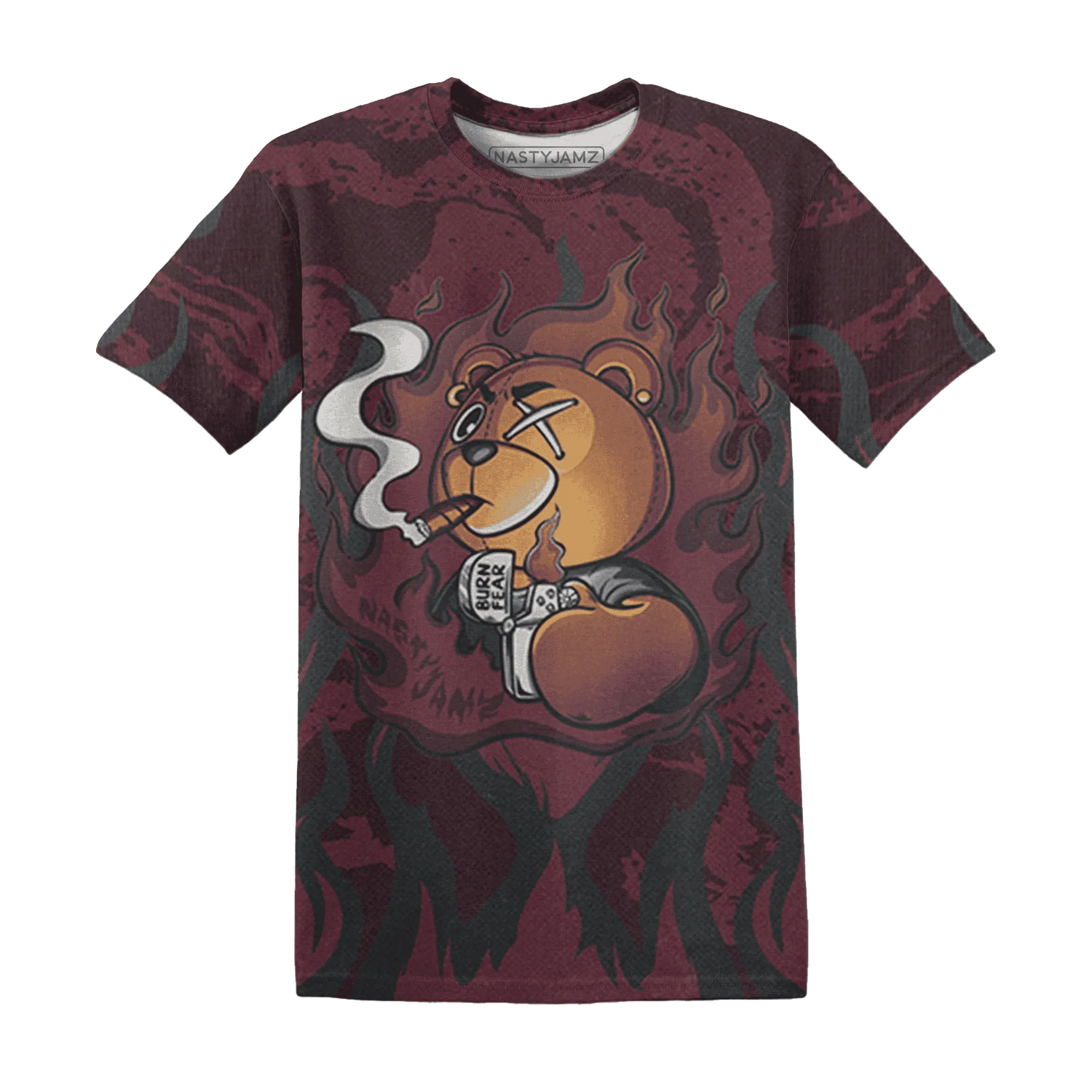 VaporMax-Night-Maron-Burgundy-T-Shirt-Match-BER-Burn-Fear-3D