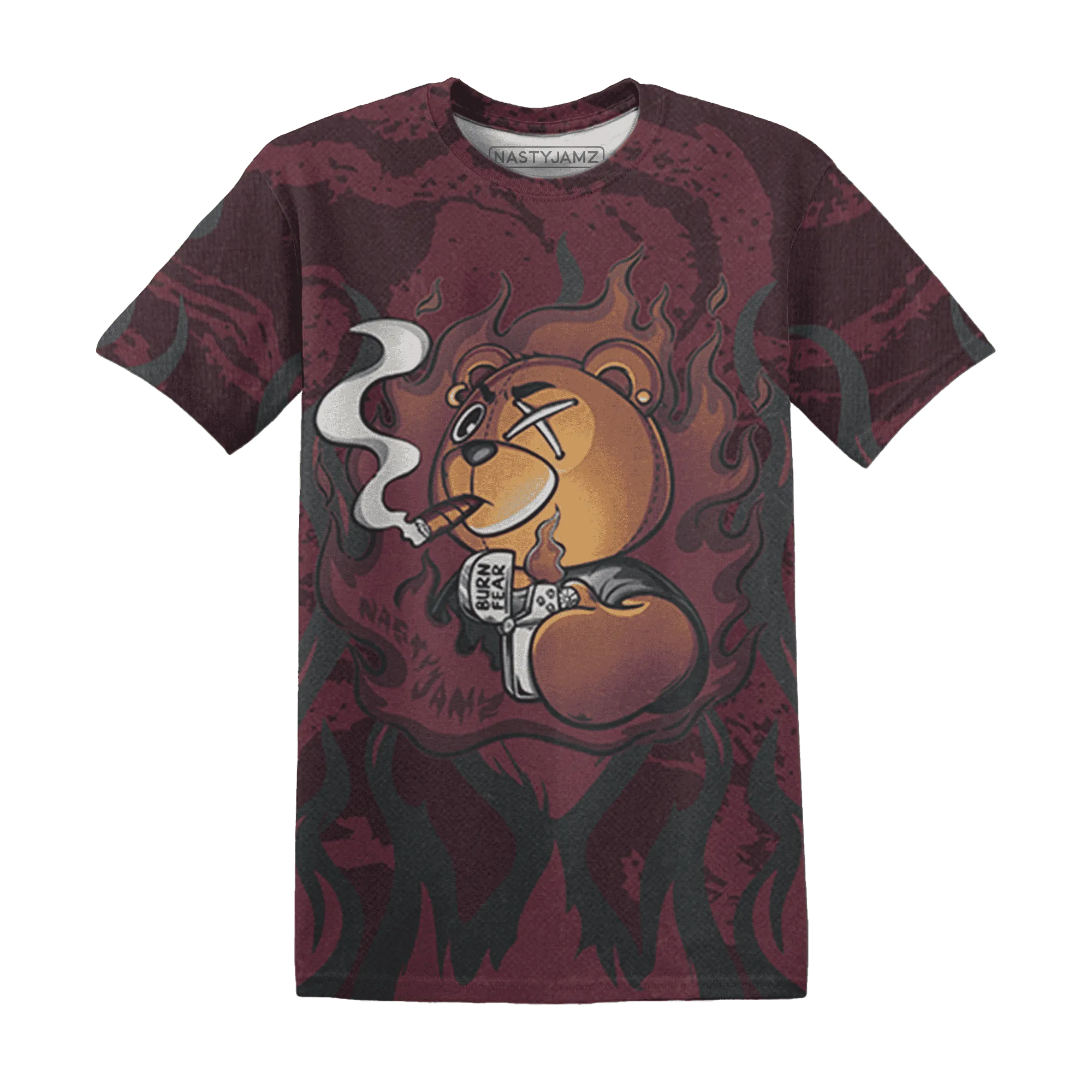 VaporMax-Night-Maron-Burgundy-T-Shirt-Match-BER-Burn-Fear-3D