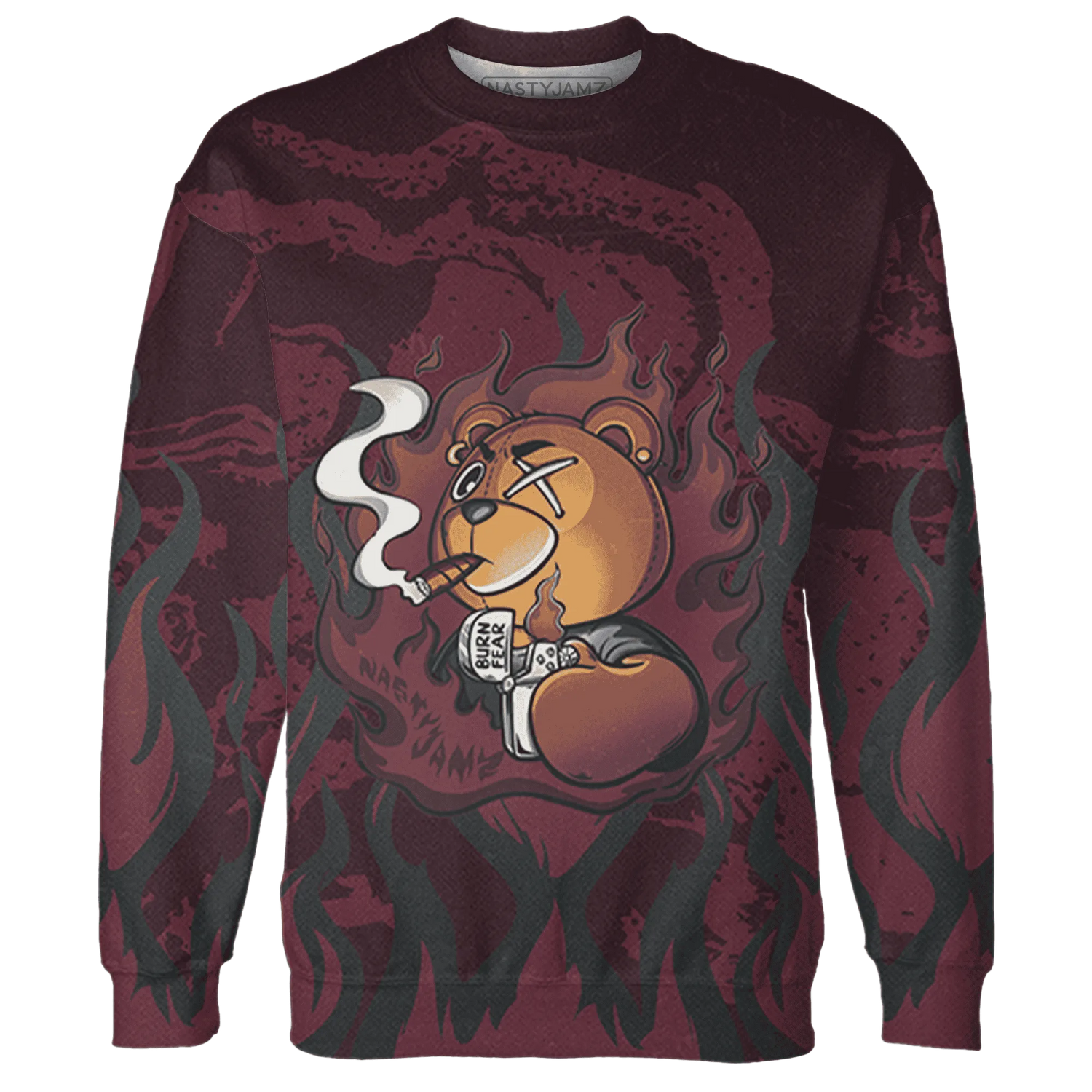 VaporMax-Night-Maron-Burgundy-Sweatshirt-Match-BER-Burn-Fear-3D