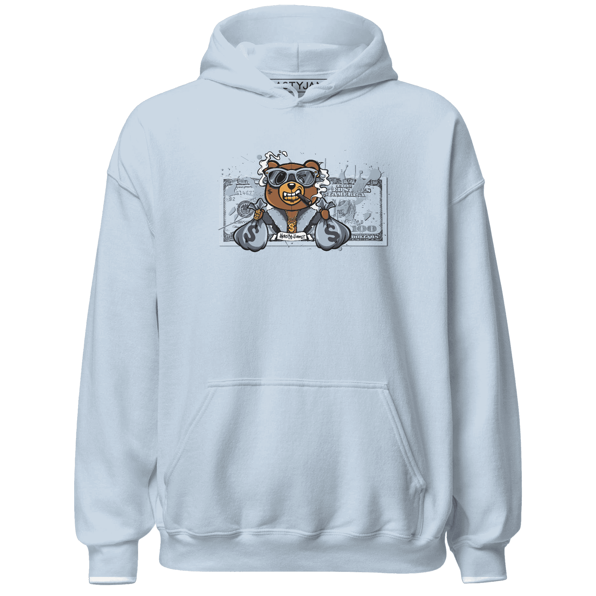 Mid Diffused Blue Grey 1s Hoodie Match BER Dollar - NastyJamz