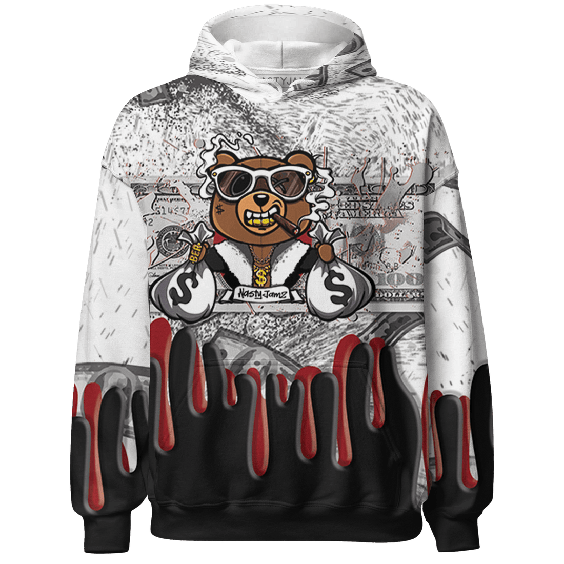 Retro Red Taxi 12s Hoodie Match BER Dollar 3D All-Over Print - NastyJamz
