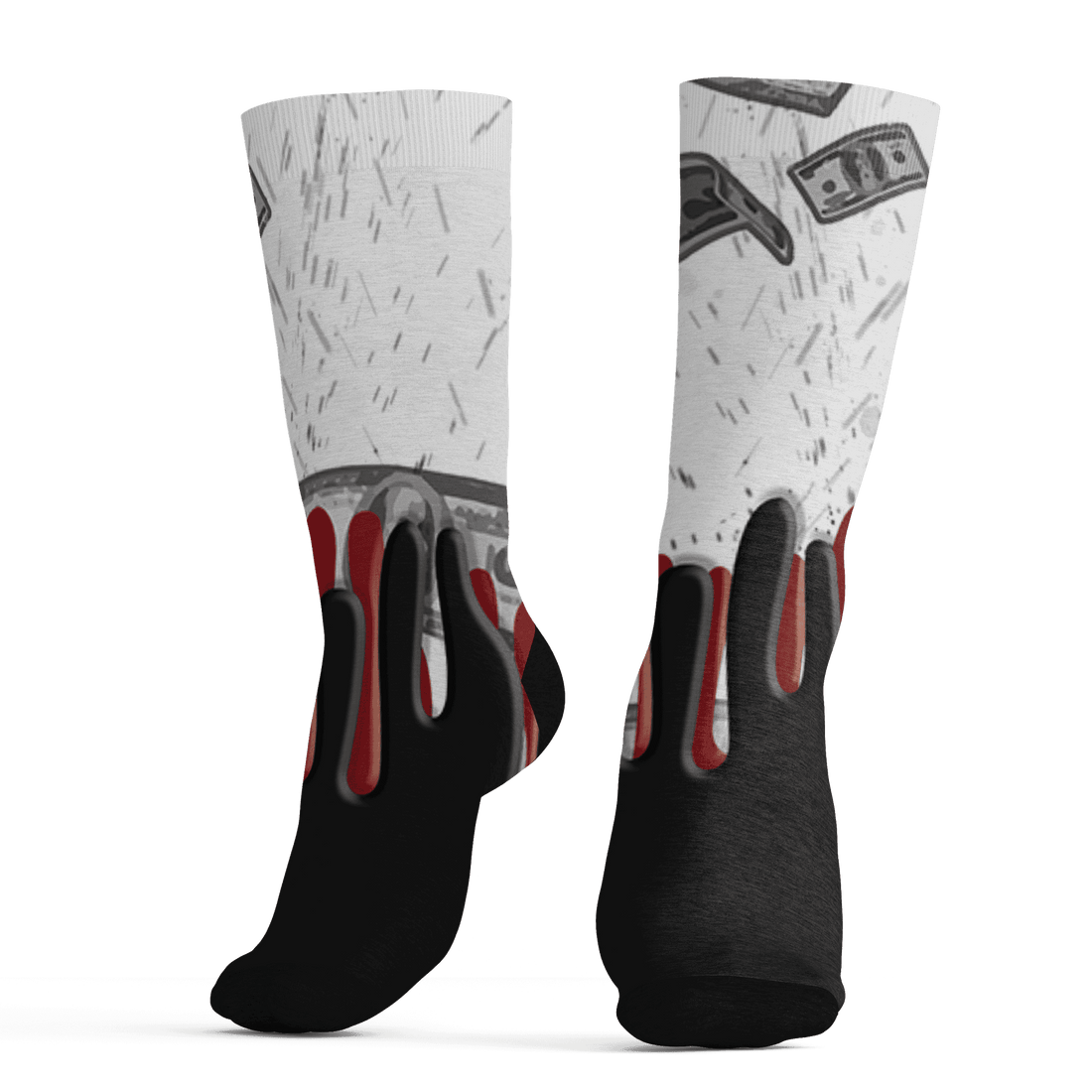 Retro Red Taxi 12s Socks Match BER Dollar 3D All-Over Print - NastyJamz