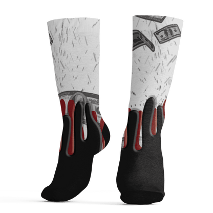 Retro Red Taxi 12s Socks Match BER Dollar 3D All-Over Print - NastyJamz