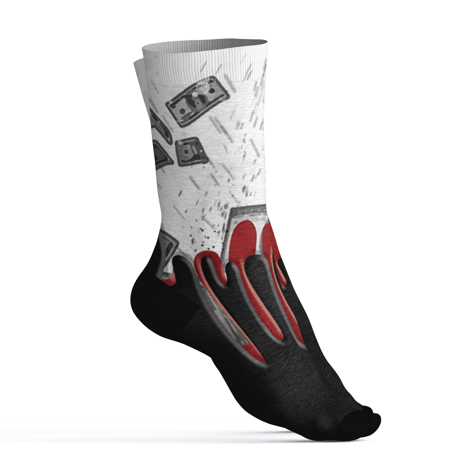 Retro Red Taxi 12s Socks Match BER Dollar 3D All-Over Print - NastyJamz