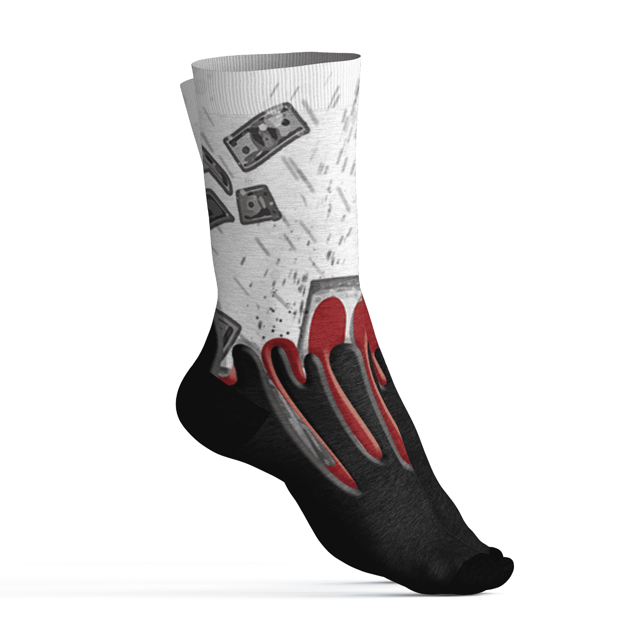 Retro Red Taxi 12s Socks Match BER Dollar 3D All-Over Print - NastyJamz