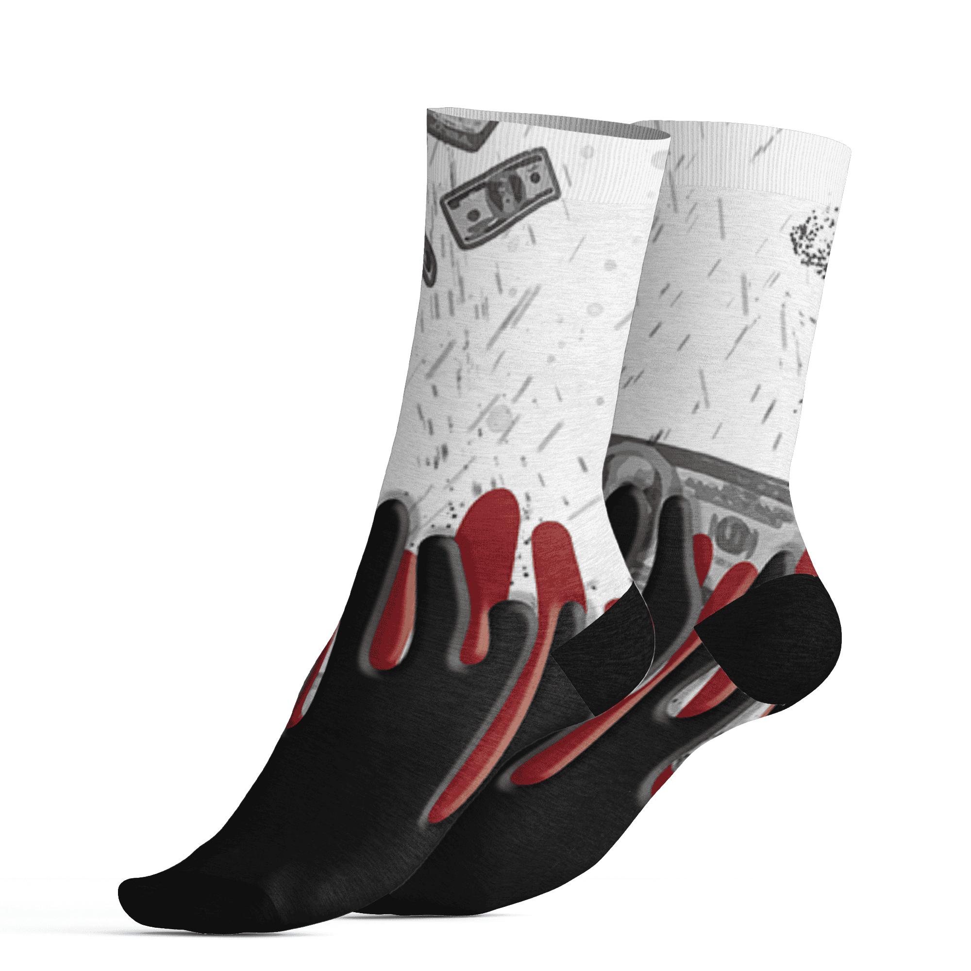 Retro Red Taxi 12s Socks Match BER Dollar 3D All-Over Print - NastyJamz