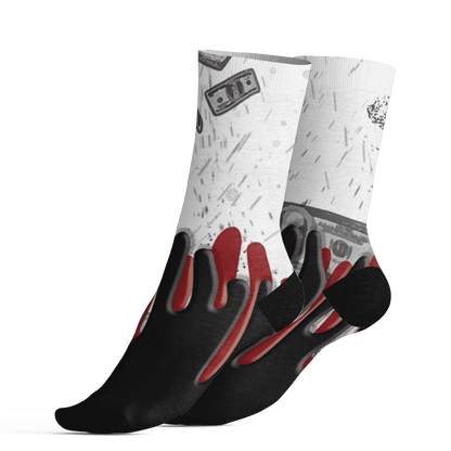 Retro Red Taxi 12s Socks Match BER Dollar 3D All-Over Print - NastyJamz