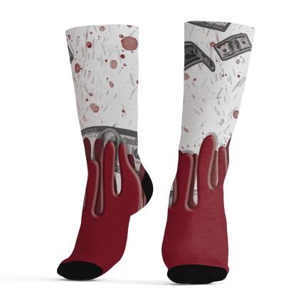 High 85 Metallic Burgundy 1s Socks Match BER Dollar 3D All-Over Print - NastyJamz