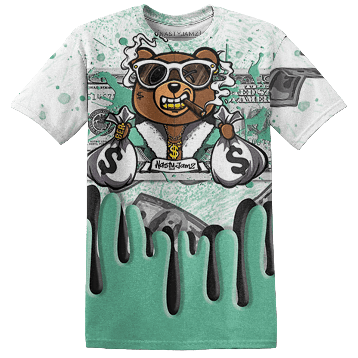 High OG Green Glow 1s T Shirt Match BER Dollar 3D All-Over Print - NastyJamz