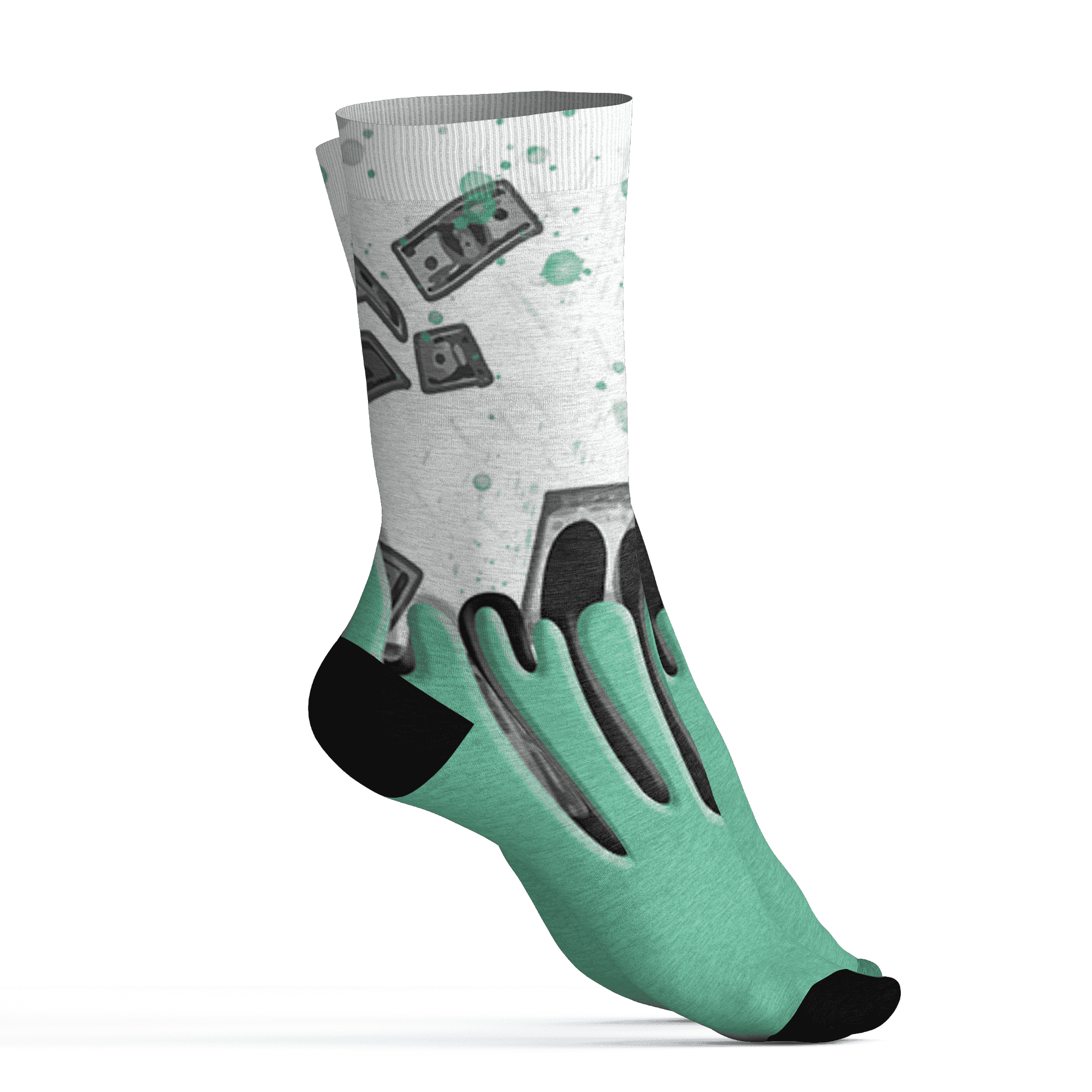 High OG Green Glow 1s Socks Match BER Dollar 3D All-Over Print - NastyJamz