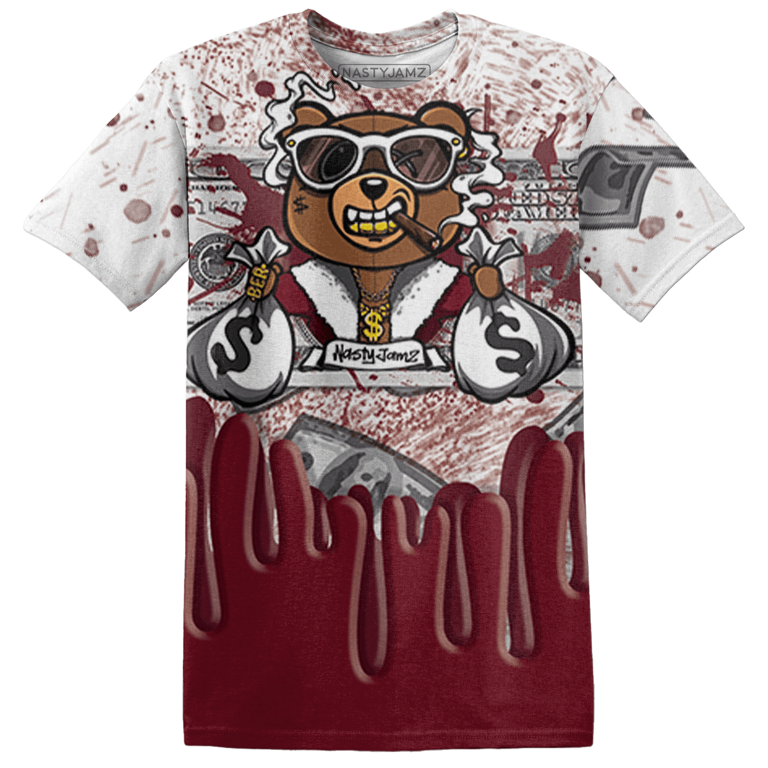 High White Team Red 1s T Shirt Match BER Dollar 3D All-Over Print - NastyJamz