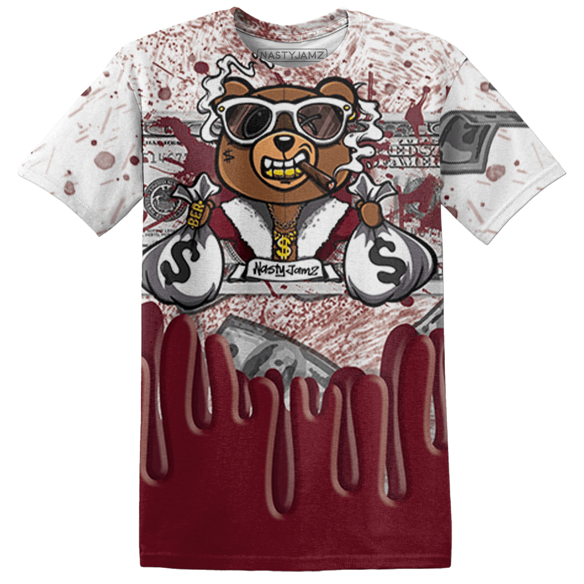 High White Team Red 1s T Shirt Match BER Dollar 3D All-Over Print - NastyJamz