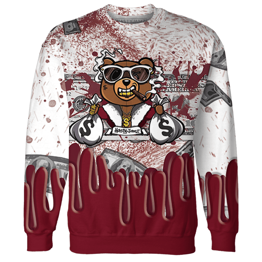 High White Team Red 1s Sweatshirt Match BER Dollar 3D All-Over Print - NastyJamz