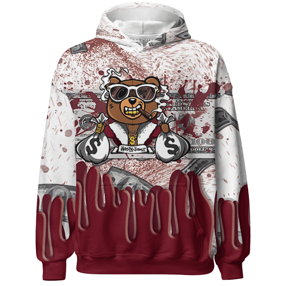 High White Team Red 1s Hoodie Match BER Dollar 3D All-Over Print - NastyJamz