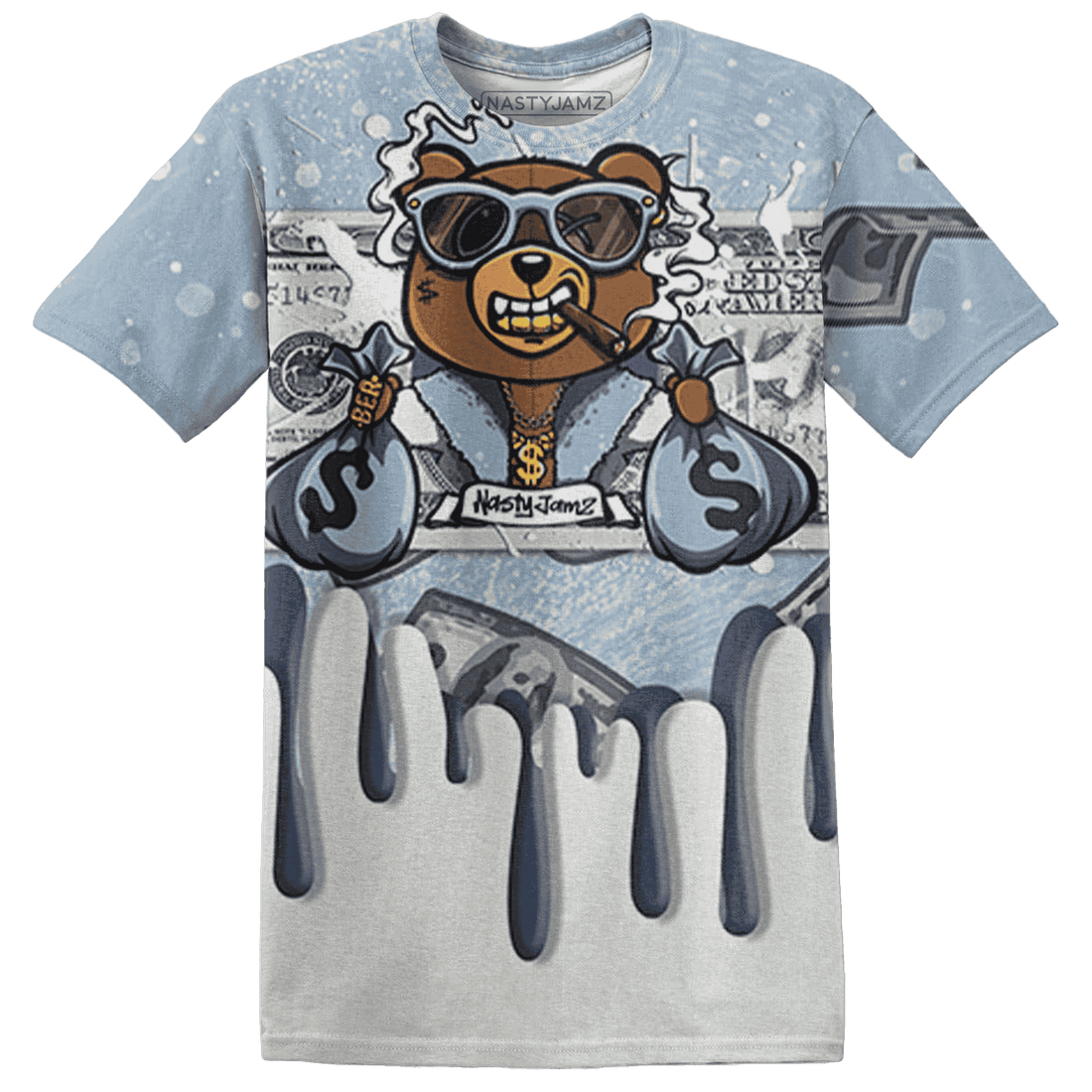 Mid Diffused Blue Grey 1s T Shirt Match BER Dollar 3D All-Over Print - NastyJamz