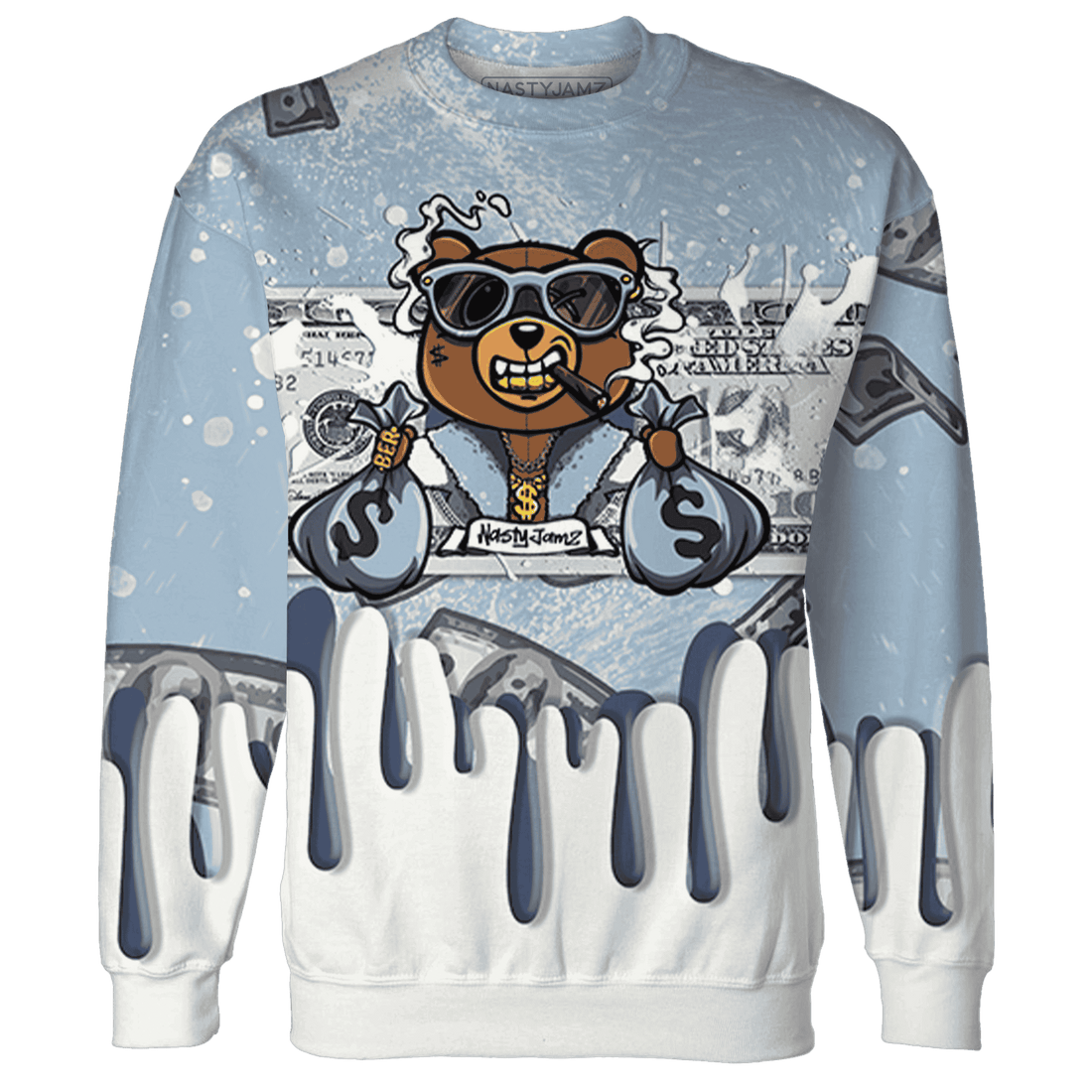 Mid Diffused Blue Grey 1s Sweatshirt Match BER Dollar 3D All-Over Print - NastyJamz